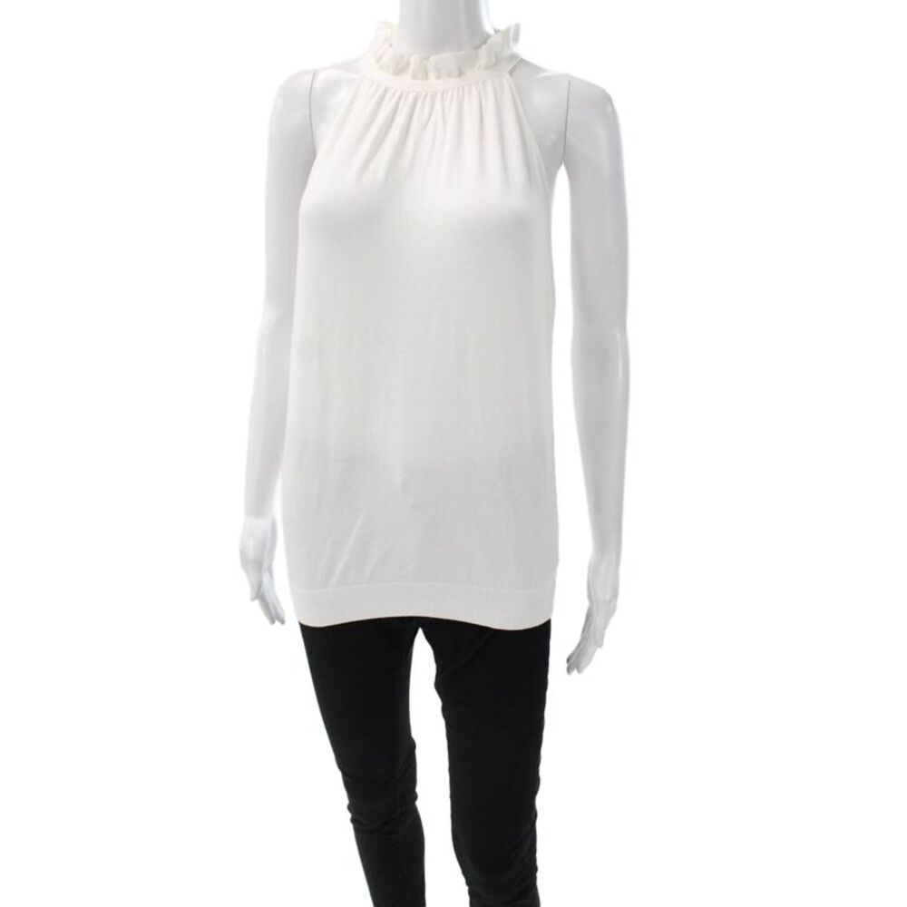 Milly Women Halter Viscose Tank Top White Sleeveless Elegant Size M